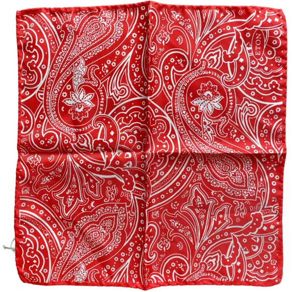 Eton Pocket Square Poppy Red 12" 100% Silk - Picture 1 of 3